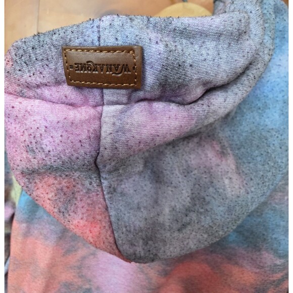 Wanakome Cowl Neck Pullover Size Small Tie Dye Hood Pocket Heavyweight Coral - Picture 5 of 16
